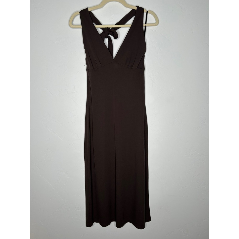 Banana Republic Y2K Chocolate Brown Halter Midi Dress SZ Small Summer Fall